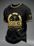 Men's Christian Cross Broken But Chosen Print Tee