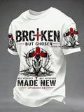 Men's Christian Cross Broken But Chosen Print Tee