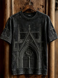 Unisex Dark Gothic Church & Cross Print short sleeves t-shirt