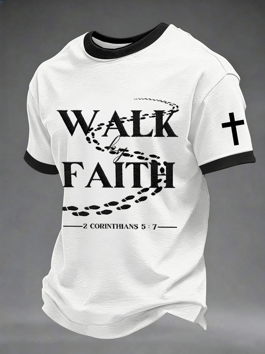 T-shirt imprimé « Walk By Faith » pour homme