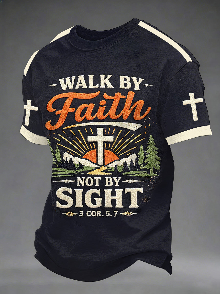 Men's Walk By Faith Not By Sight Print Tee