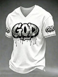 Men's Christian God Is Good Cross Short Sleeve V-neck T-shirt