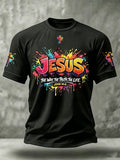 Men's Christian Jesus Cross Short Sleeve O-neck T-shirt