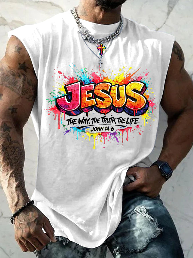 Gilets sans manches croix chrétienne Jésus pour hommes