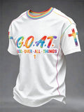 Men's"God Over All Things" Art Embroidery Print Unisex Casual T-shirt