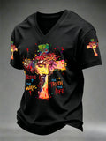 Men's Jesus The Way The Truth The Life Print Casual V-Neck Tee