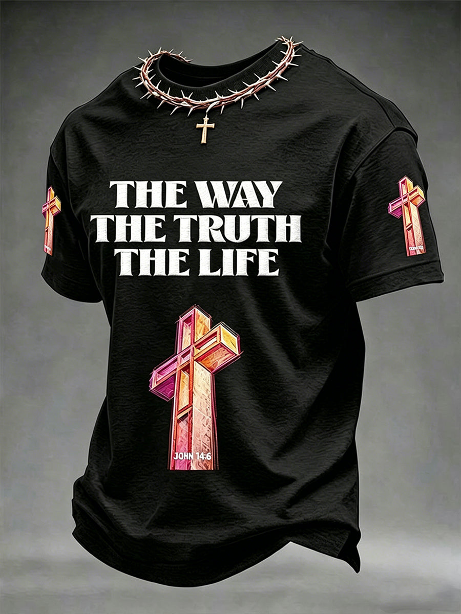 Men's Christian Jesus Cross Short Sleeve O-neck T-shirt