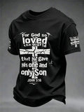 Men's Christian For God So Loved The World Cross Short Sleeve O-neck T-shirt