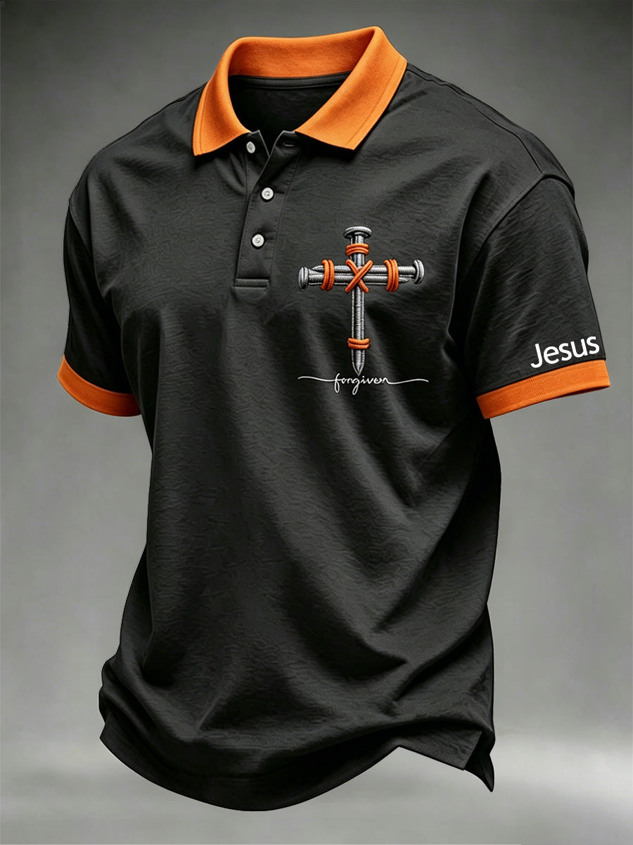 Polo pour hommes avec motif croix chrétienne