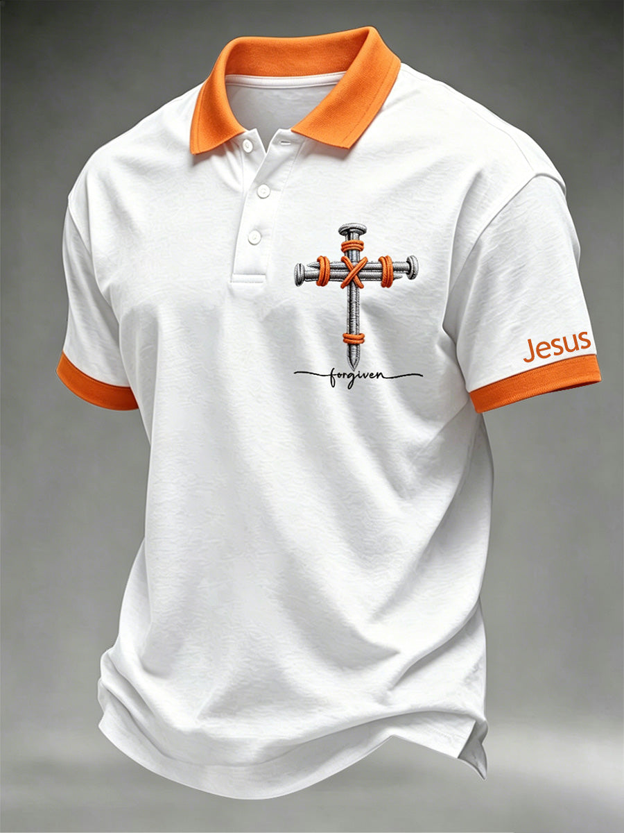 Men's Christian Cross Print Polo