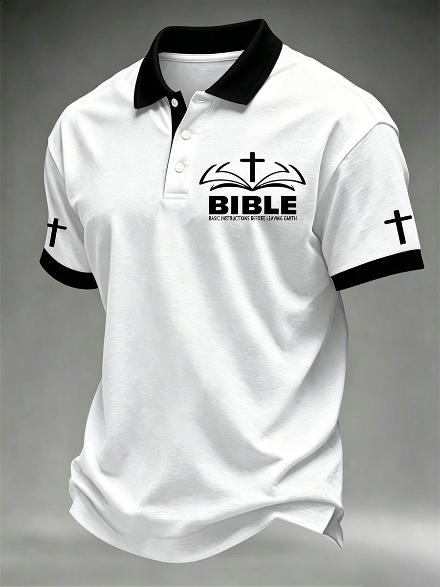 Men's Christian Cross Print Polo