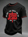 Herren T-Shirt mit Aufschrift „Christian Jesus The Way the Truth The Life John 14:6 Cross“, Kurzarm
