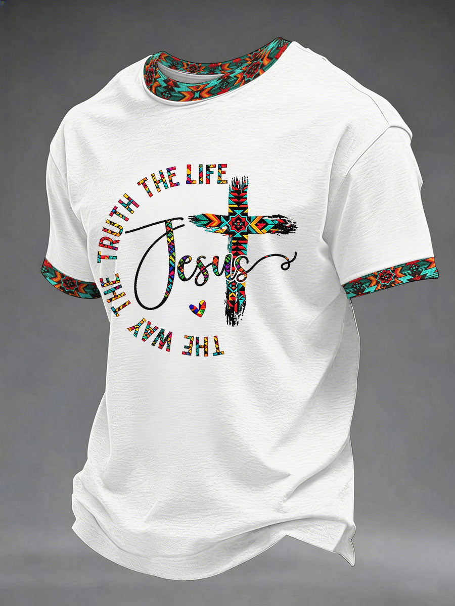 Men's The Way The Truth The Life Printed Casual T-Shirt