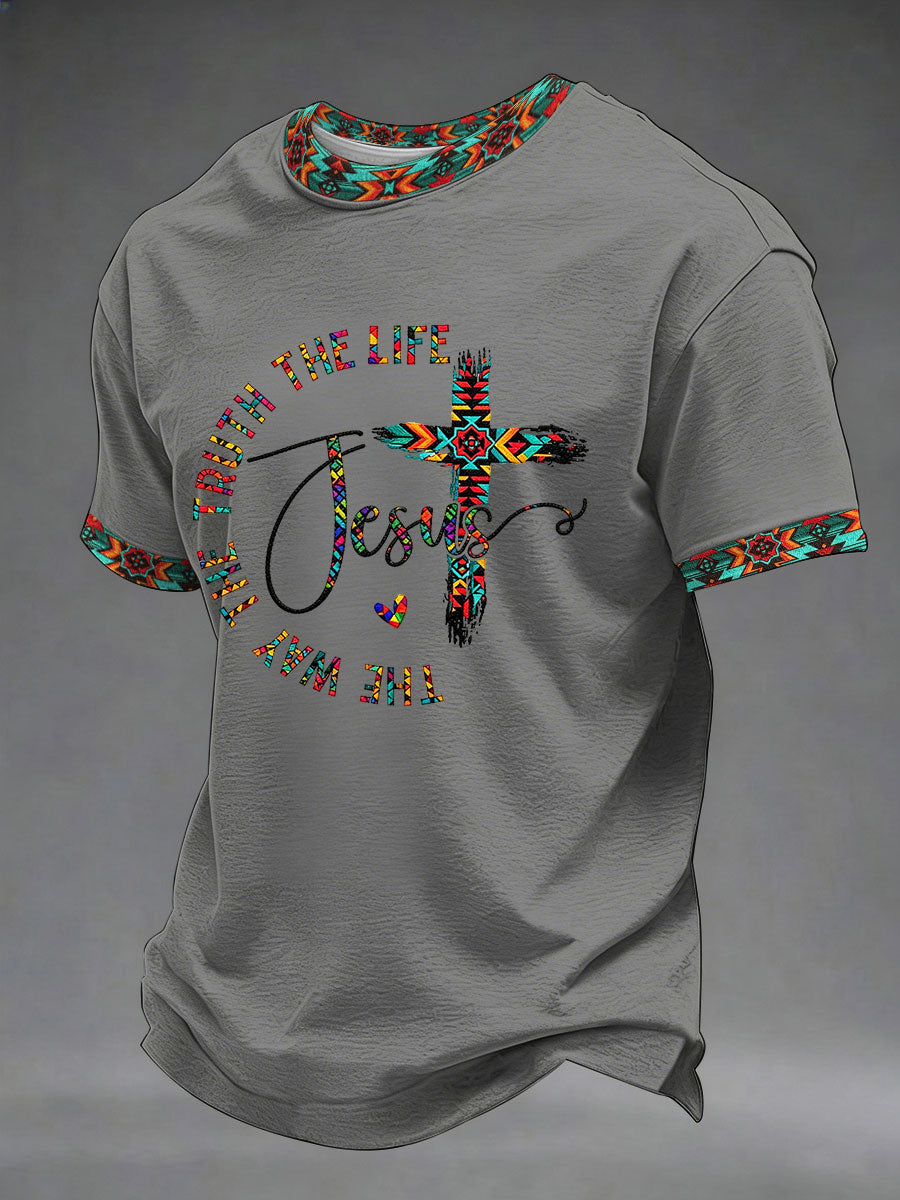 Men's The Way The Truth The Life Printed Casual T-Shirt