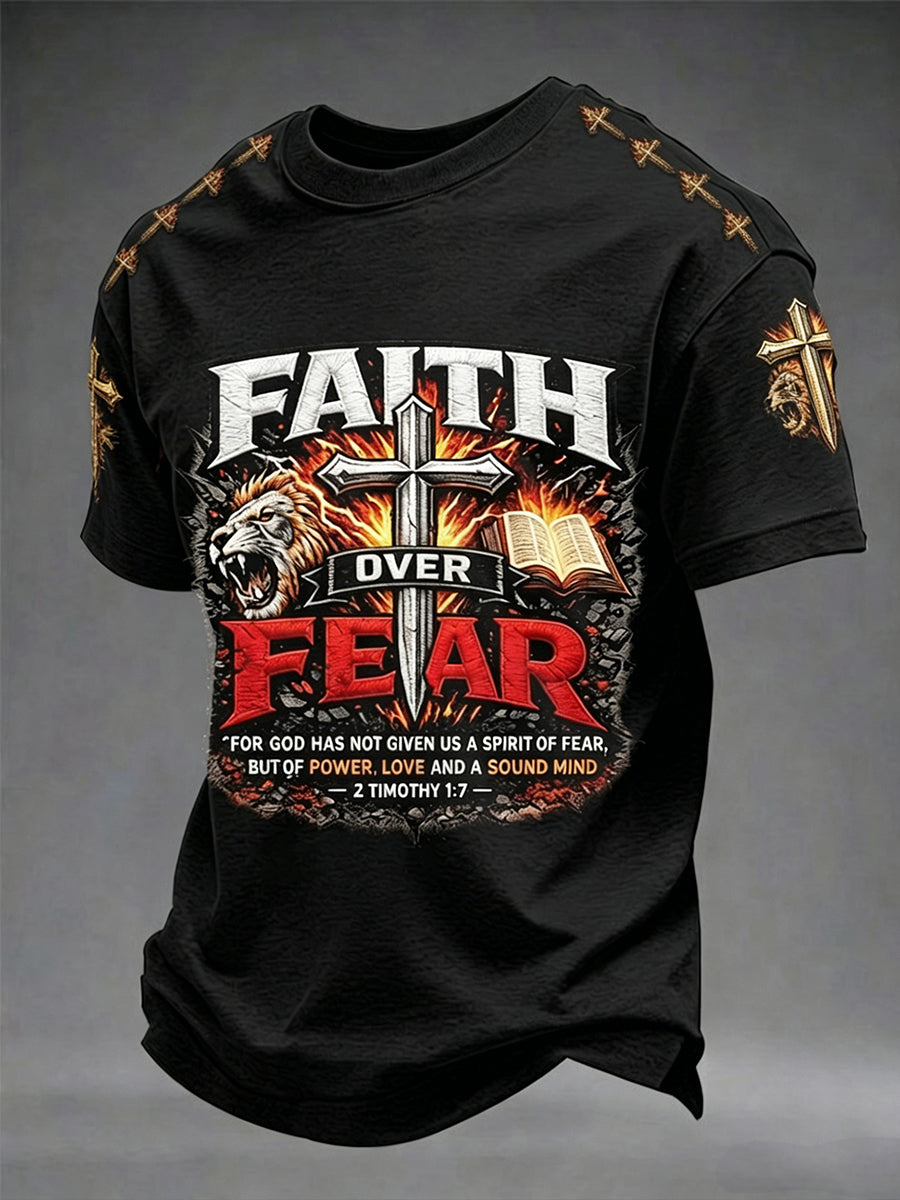 Men's Christian Faith Over Fear Cross Short Sleeve T-shirt