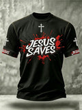 Men's Christian Jesus Saves Cross Short Sleeve T-shirt