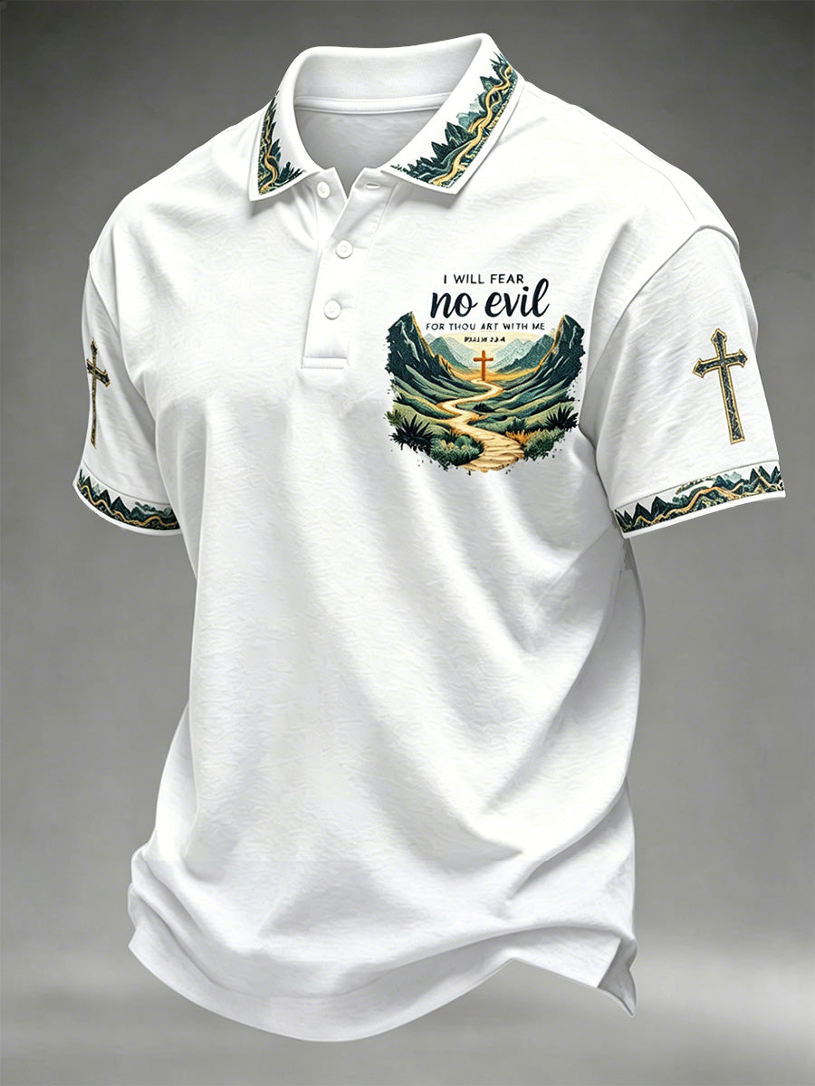 Men's Christian Cross Print Polo