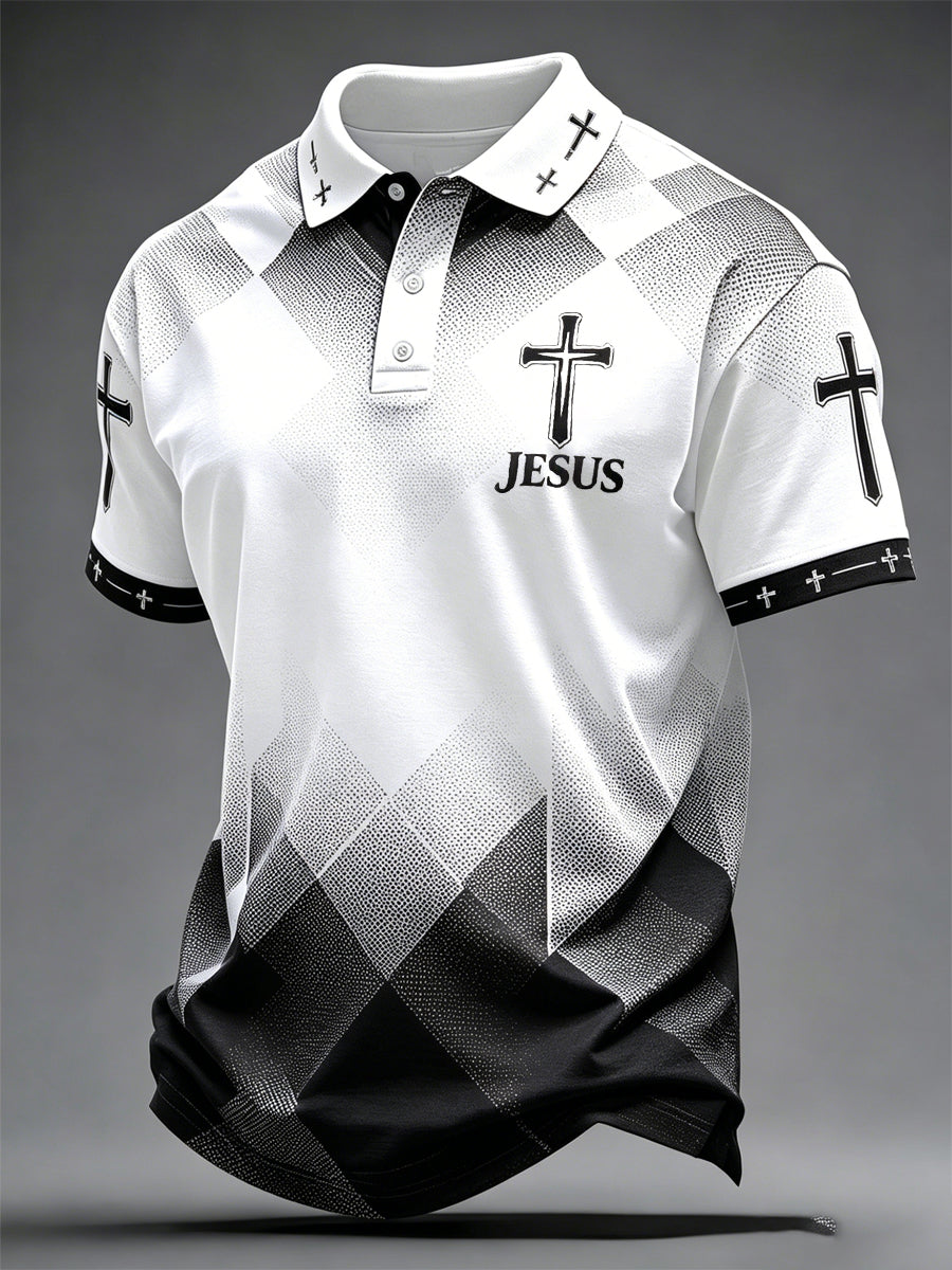 Men's JESUS Print Casual Top