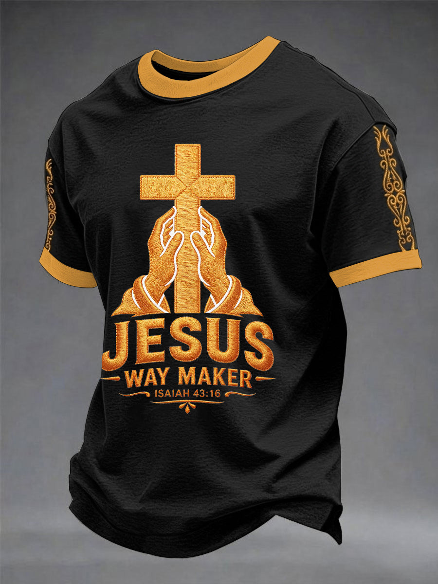 Men's Christian Cross Jesus Way Maker Print Tee