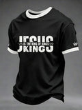 Men's Christian Cross Jesus Is The King Of Kings Print Tee