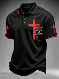 Men's Christian Cross Print Polo