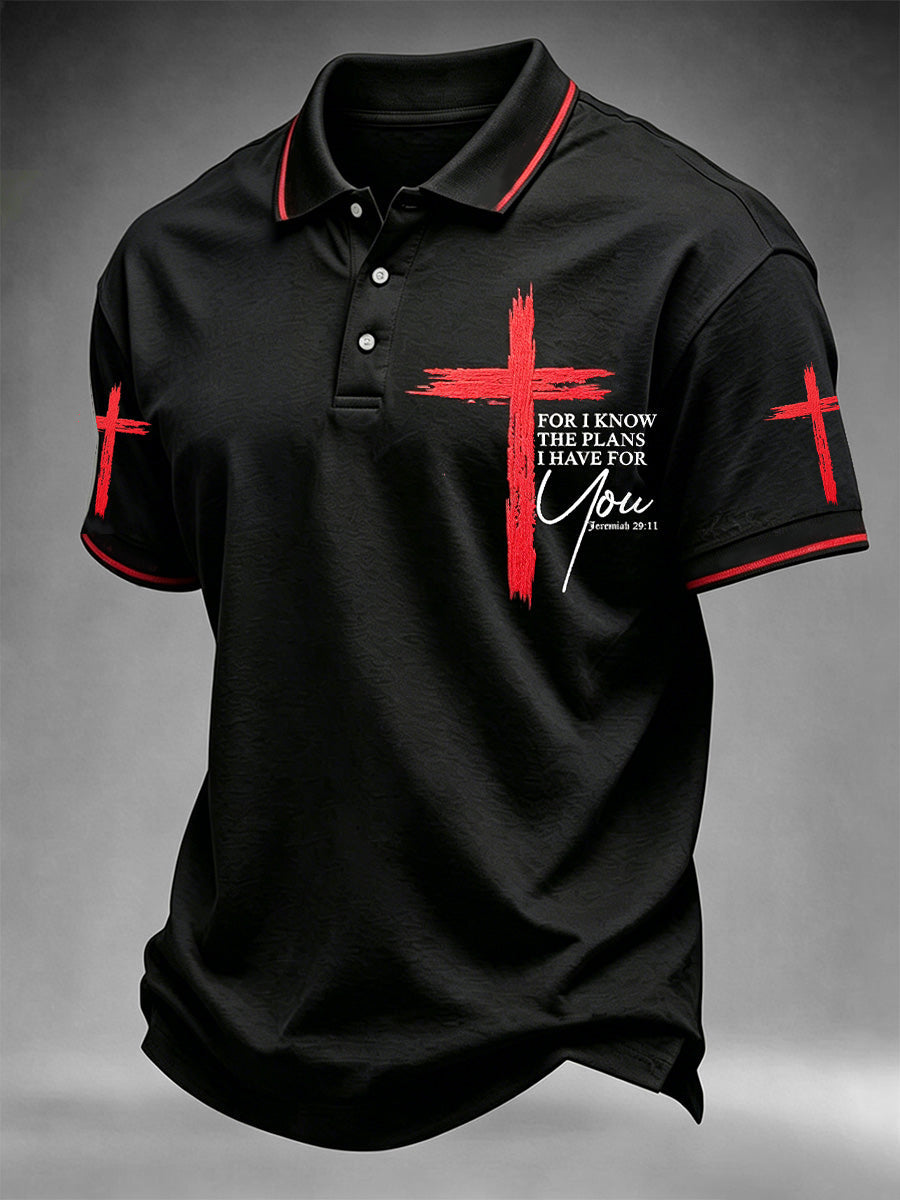 Men's Christian Cross Print Polo