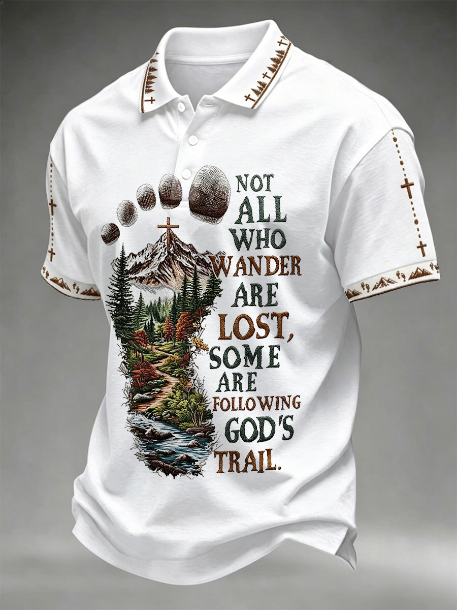 Men's Christian Cross Print Polo
