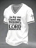 Men's "As for me and my household, we will serve the Lord."  V-neck T-shirt