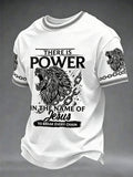 Men's Christian There Is Power In The Name Of Jesus To Break Every Chain Print Casual Tee