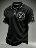 Men's Christian Cross Iron Sharpens Iron Print Casual Polo