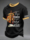 Men's Christian There Is Power In The Name Of Jesus Print Casual Tee