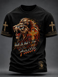 Men's Christian Man of Faith Lion and Cross Short Sleeve  T-shirt