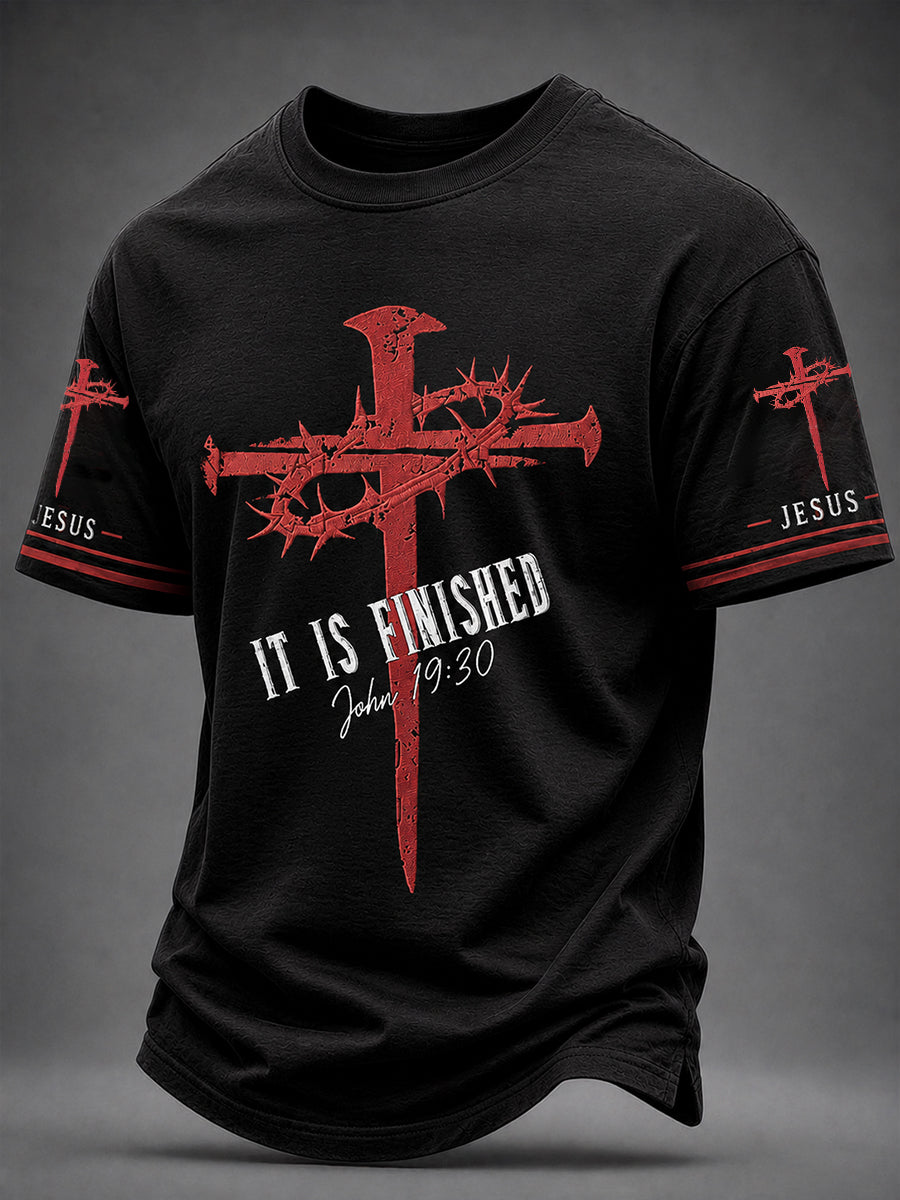 Men's Christian It IS FINISHED JESUS Cross Short Sleeve T-shirt