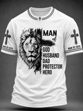 Herren Christian Man of Faith Löwe und Kreuz Kurzarm-T-Shirt