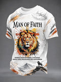 Men's Christian Cross Print Casual Tee