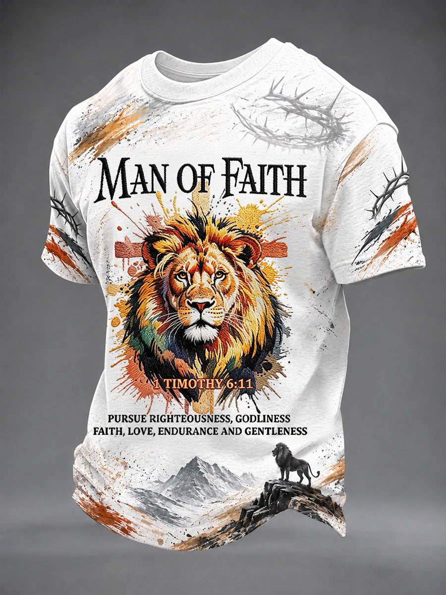 Men's Christian Cross Print Casual Tee
