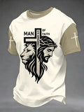 Men's Christian Cross Print Casual Tee