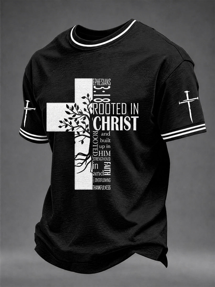 Men's Christian Cross Print Casual Tee
