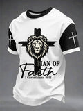 Men's Christian Cross Print Casual Tee