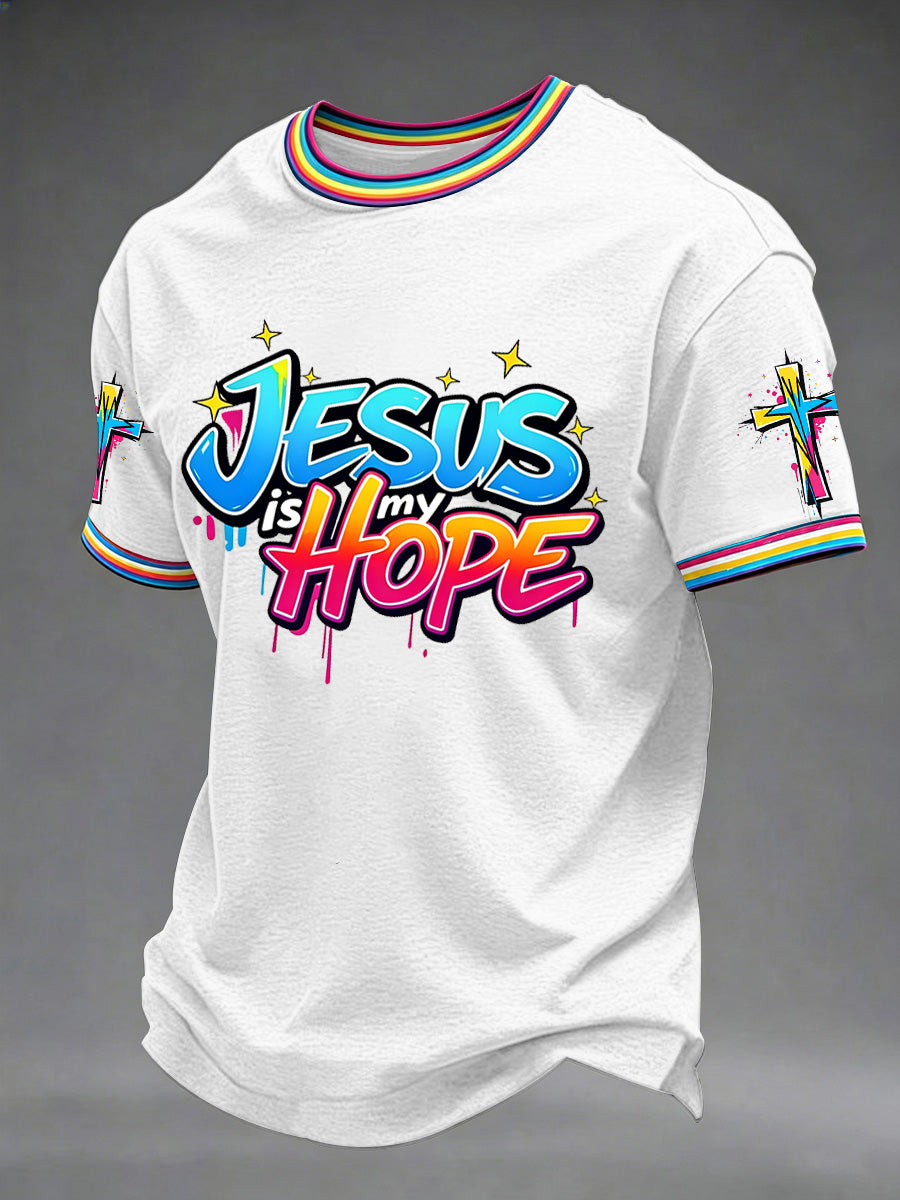Men's Christian Cross Print Casual Tee