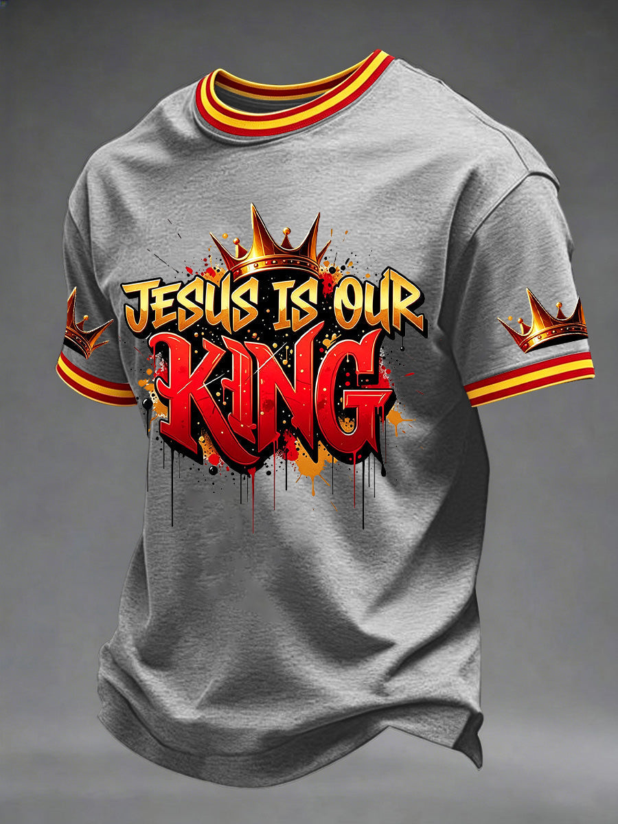 T-shirt décontracté imprimé croix chrétienne pour hommes