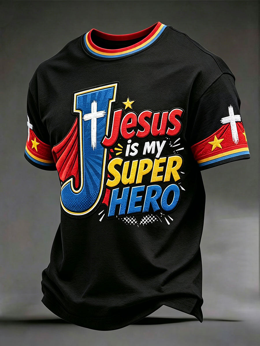 Men's 'Jesus is my superhero' T-shirts