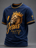 Men's Christian Jesus King Of Kings Print Casual Tee