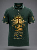 Men's Christian Walk By Faith Print Casual Polo
