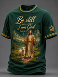 Men's Christian Jesus Print Casual Tee
