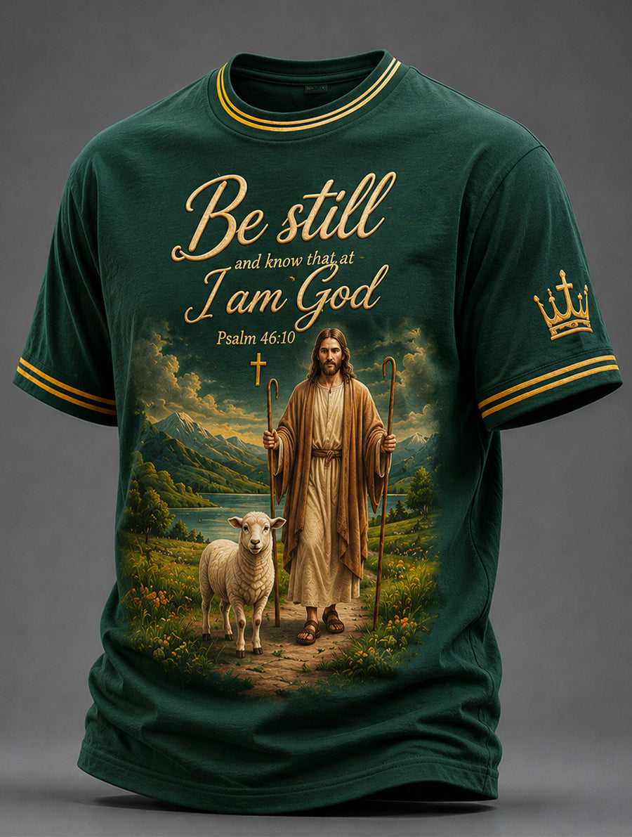 Men's Christian Jesus Print Casual Tee