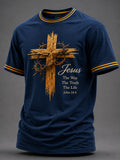 Men's Christian Jesus The Way The Truth The Life Print Casual Tee