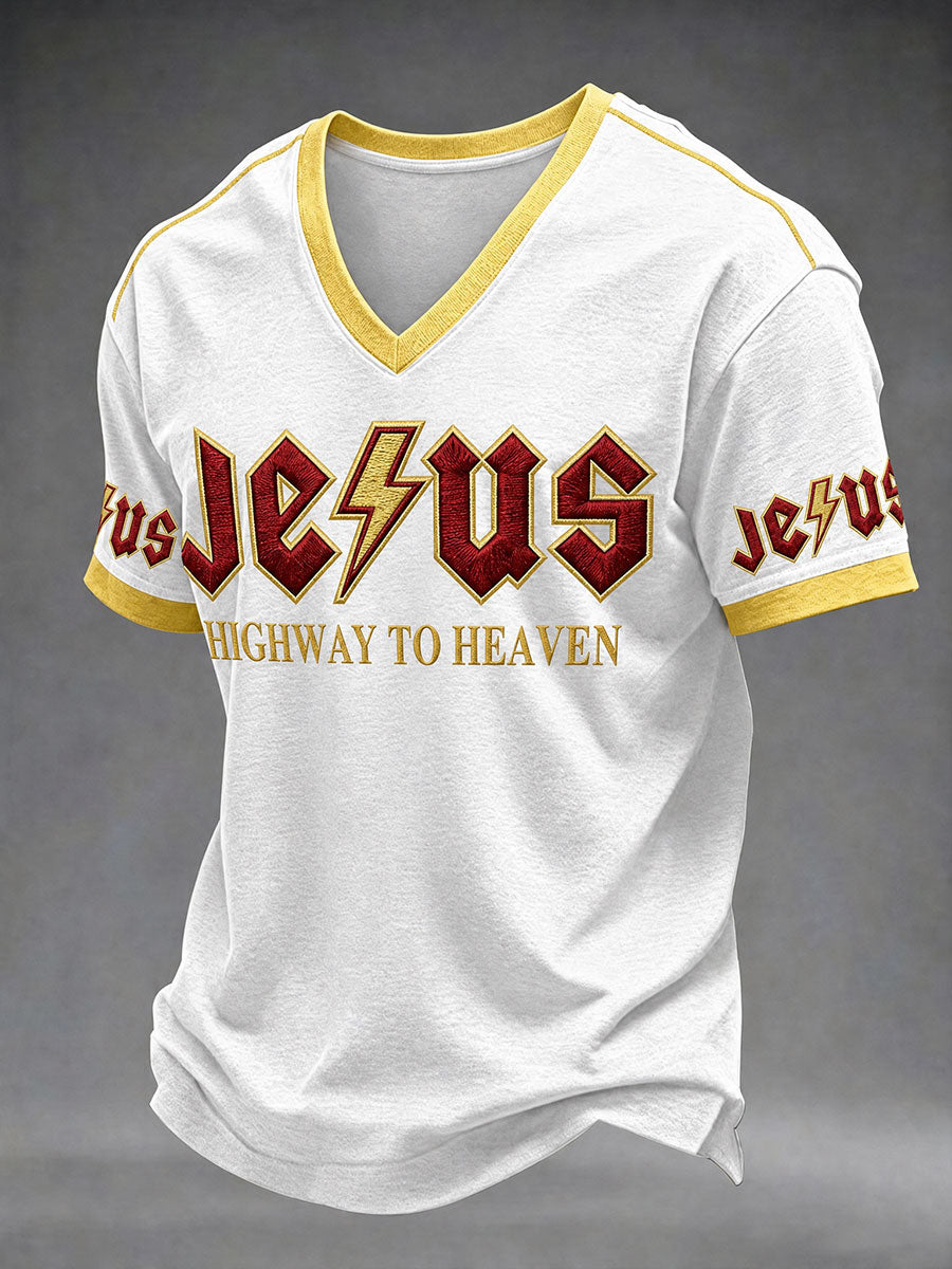 T-shirt décontracté imprimé Jésus pour hommes