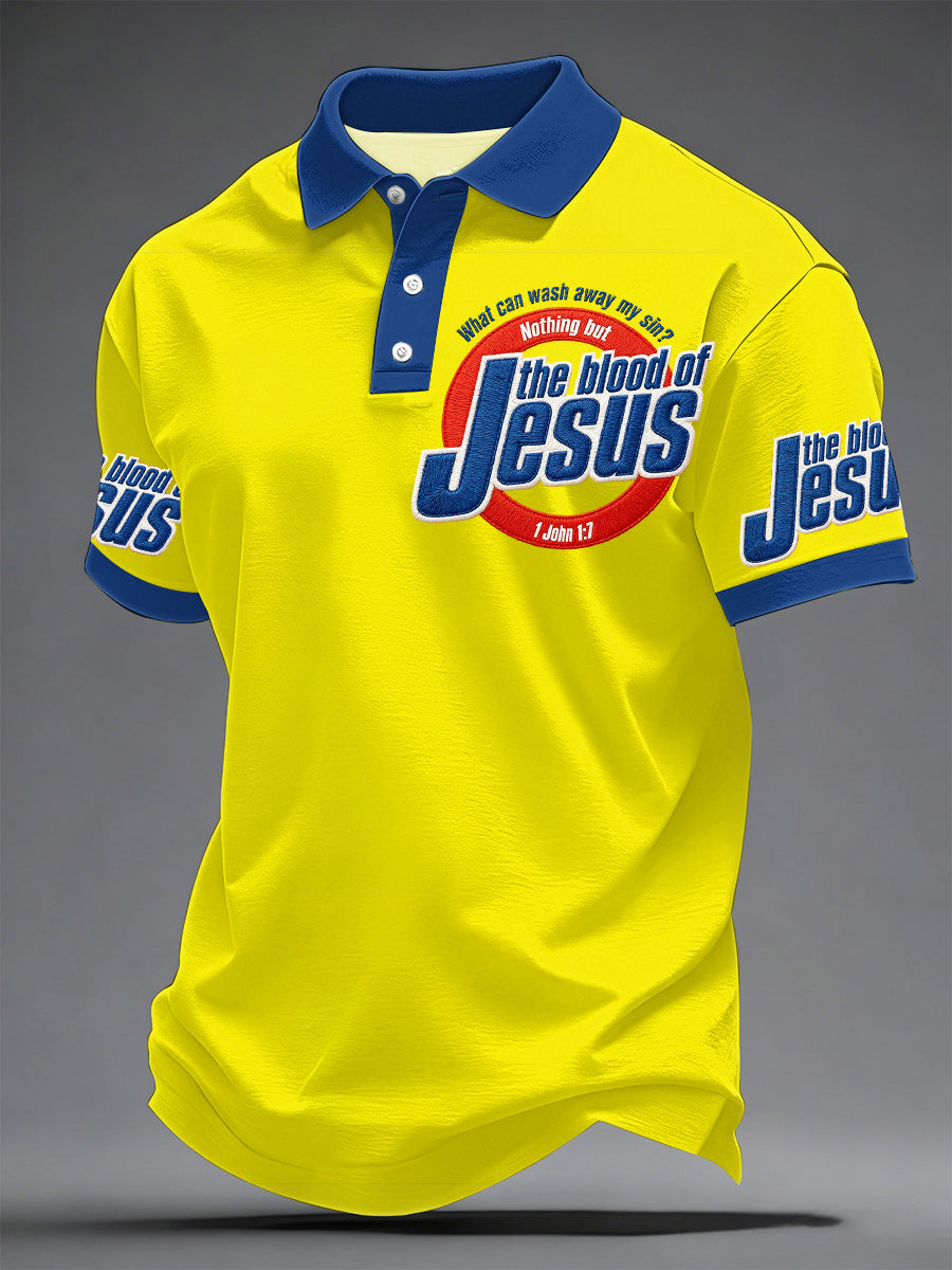Polo décontracté à imprimé Le Sang de Jésus pour hommes