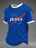 Men's Funny Christian God Print Casual Tee